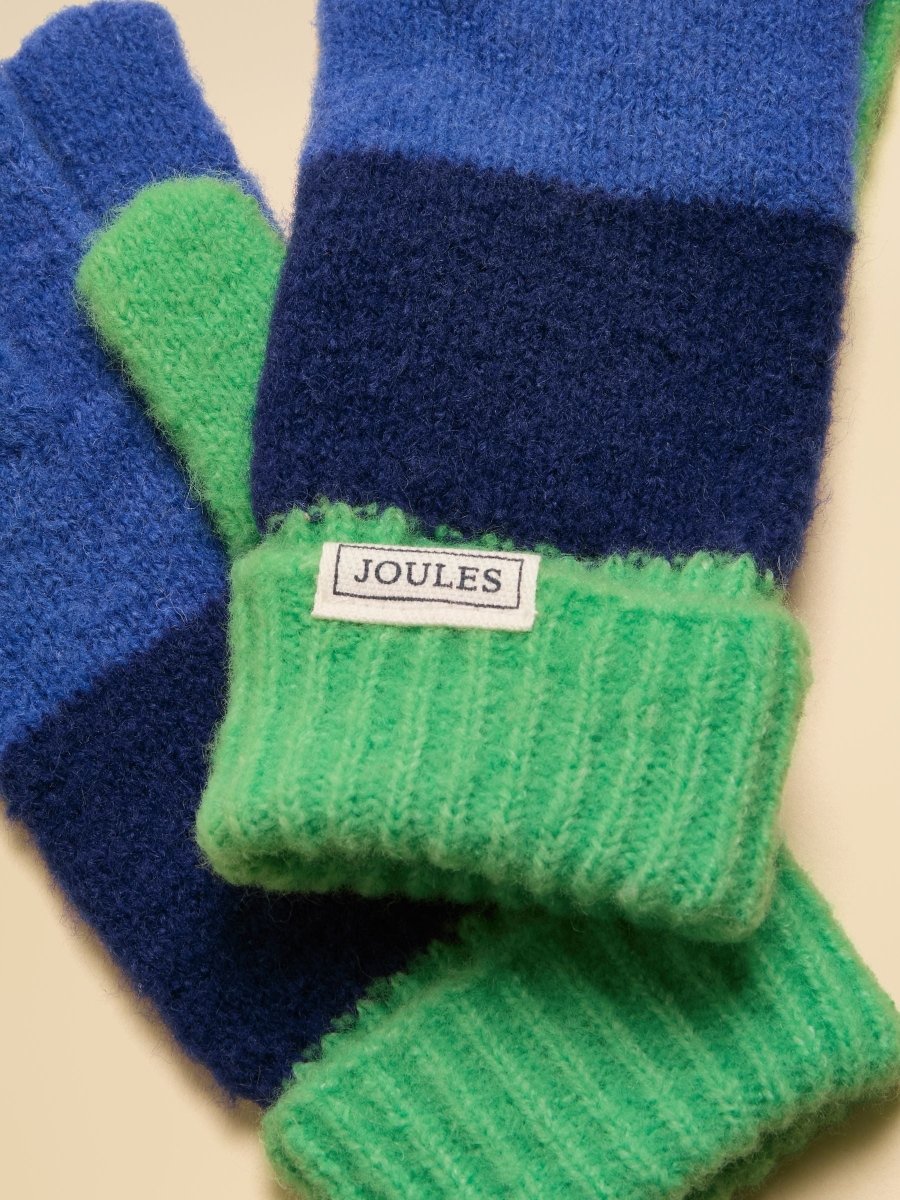 Boys' Explorer Blue & Green Striped Gloves - RUTHERFORD & Co