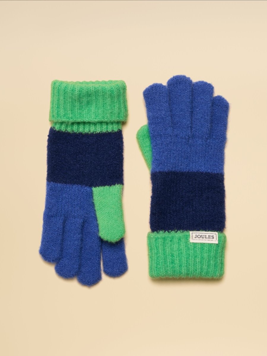 Boys' Explorer Blue & Green Striped Gloves - RUTHERFORD & Co