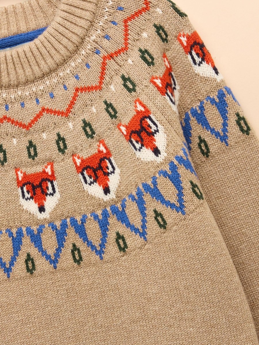 Boys' Fairisle Jonty Oatmeal Knit Jumper - RUTHERFORD & Co