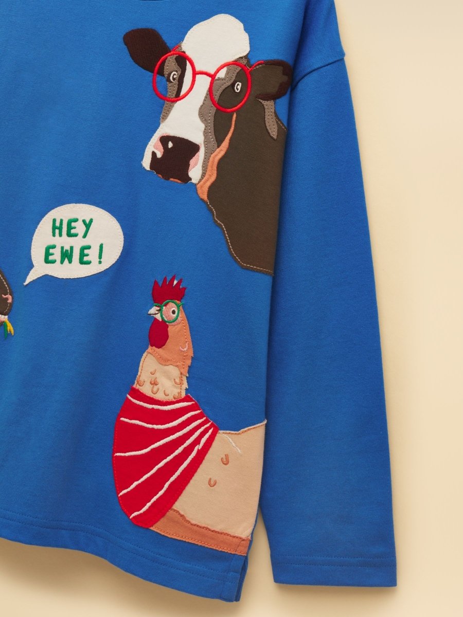 Boys' Finlay Blue Long Sleeve Applique Graphic T-Shirt - RUTHERFORD & Co