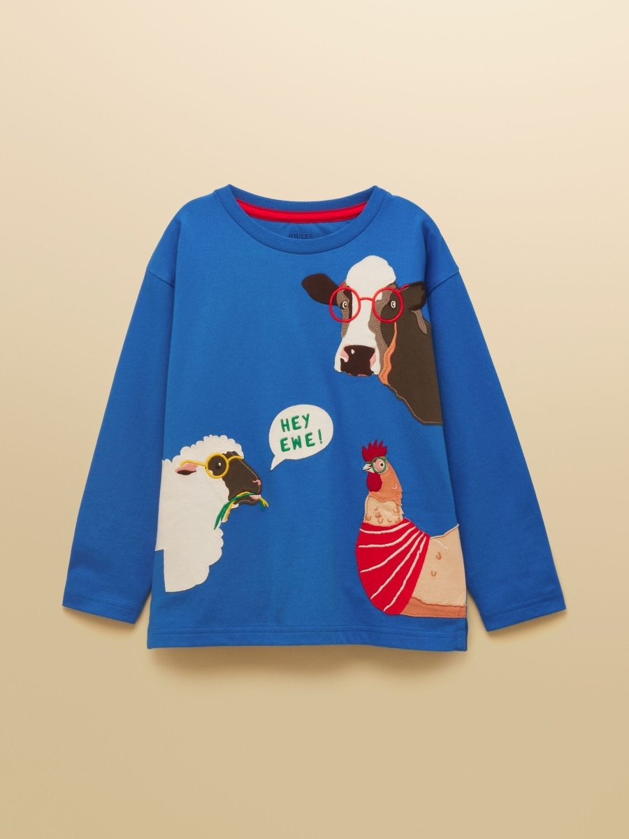 Boys' Finlay Blue Long Sleeve Applique Graphic T-Shirt - RUTHERFORD & Co