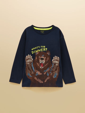 Boys' Finlay Navy Long Sleeve Superstitch Graphic T-Shirt - RUTHERFORD & Co