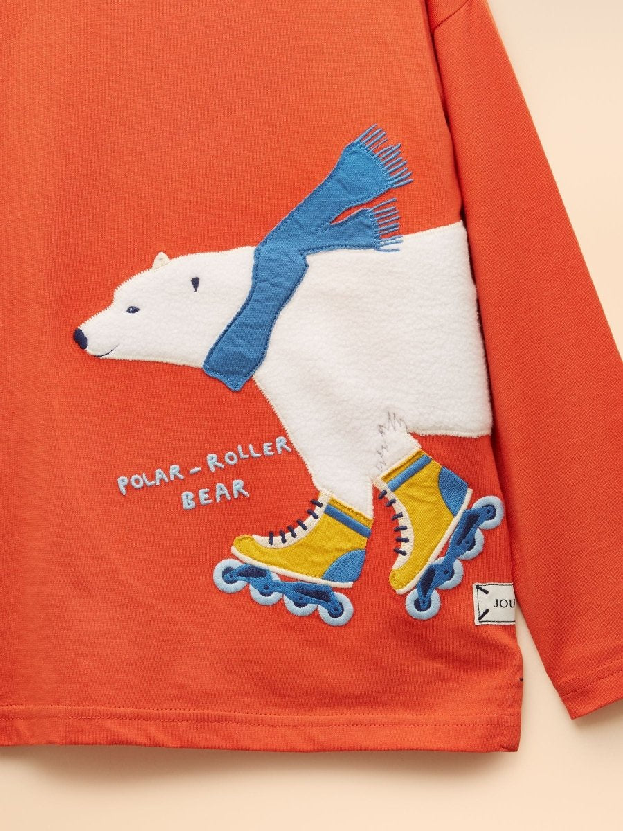 Boys' Jack Orange Bear Applique Long Sleeve Top - RUTHERFORD & Co