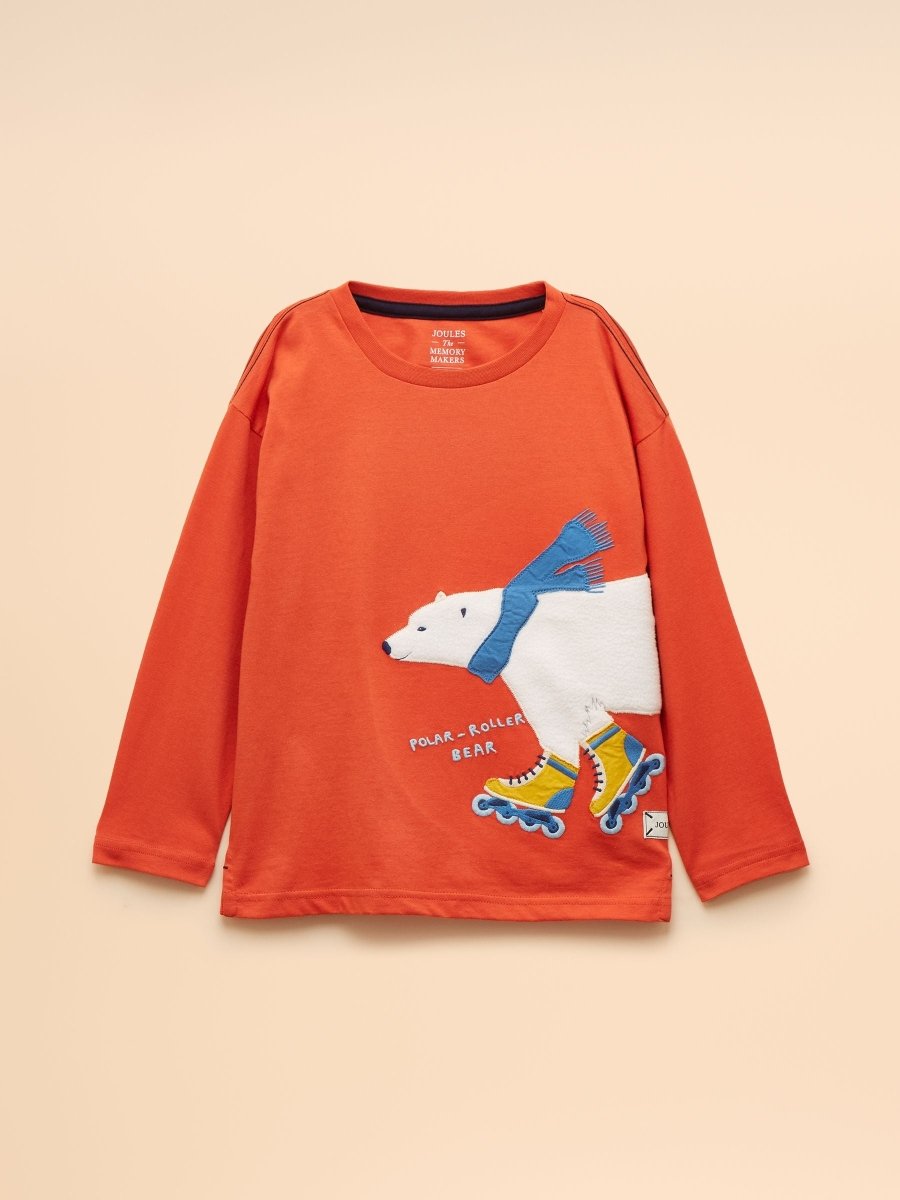Boys' Jack Orange Bear Applique Long Sleeve Top - RUTHERFORD & Co