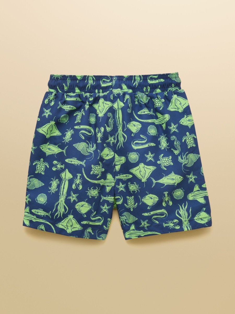 Boys' Ocean Blue Printed Swim Shorts - RUTHERFORD & Co