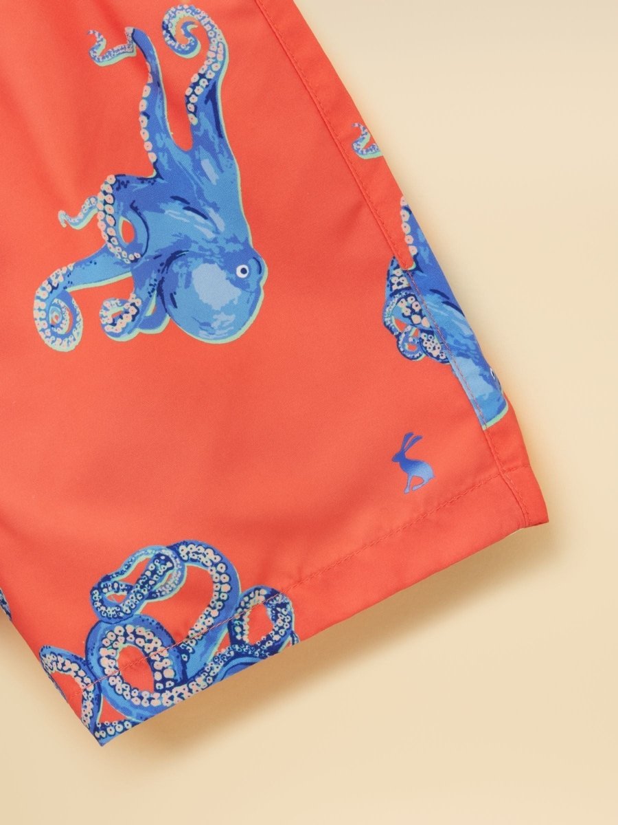 Boys' Ocean Orange Octopus Printed Swim Shorts - RUTHERFORD & Co