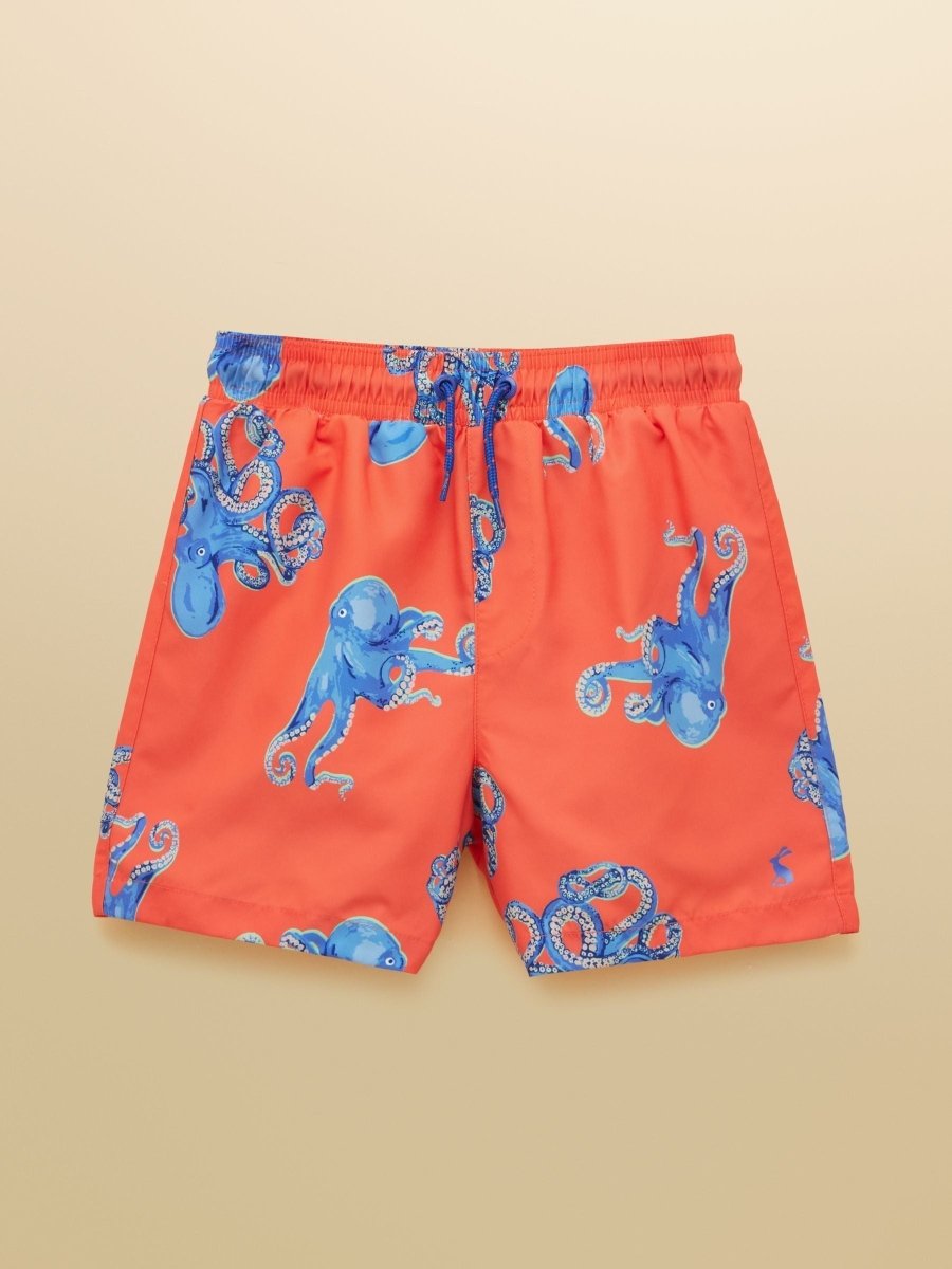 Boys' Ocean Orange Octopus Printed Swim Shorts - RUTHERFORD & Co