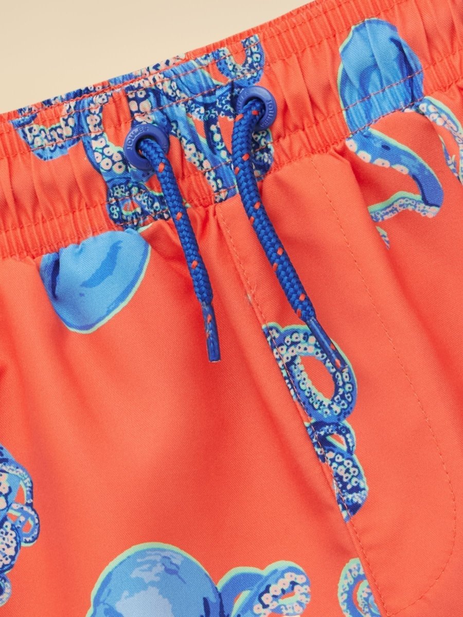 Boys' Ocean Orange Octopus Printed Swim Shorts - RUTHERFORD & Co