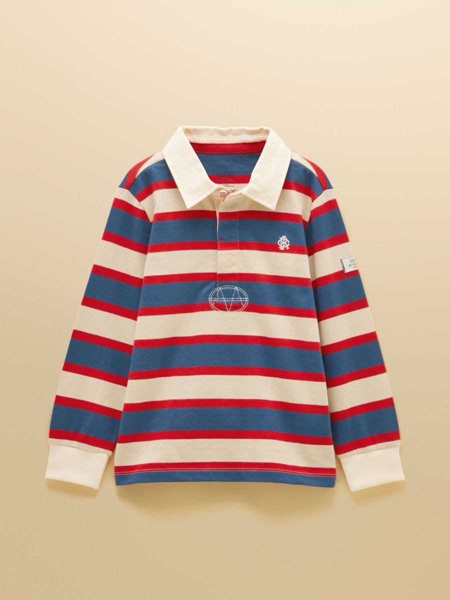 Boys' Rugby Club Red & Blue Long Sleeve Rugby Shirt - RUTHERFORD & Co