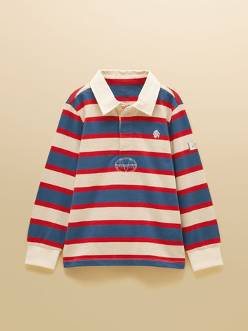 Boys' Rugby Club Red & Blue Long Sleeve Rugby Shirt - RUTHERFORD & Co