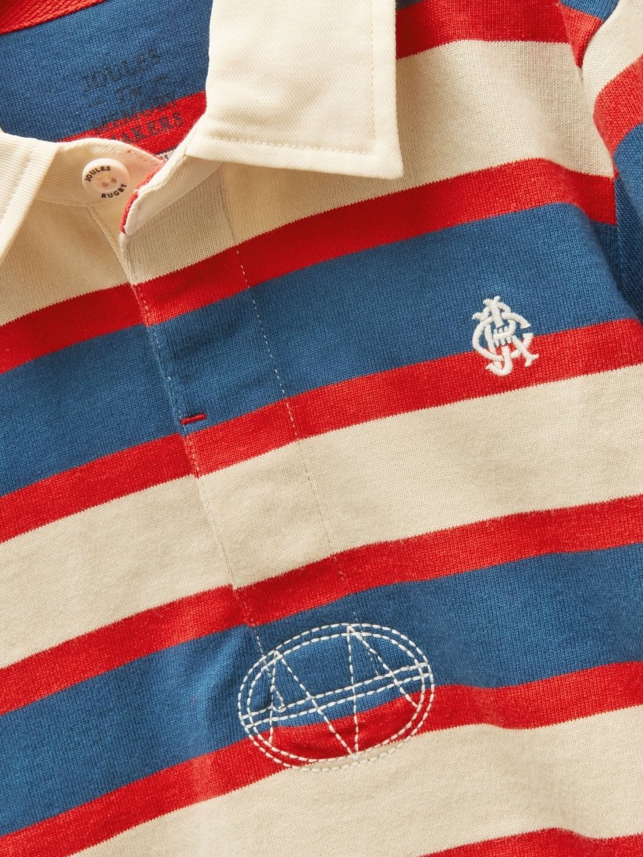 Boys' Rugby Club Red & Blue Long Sleeve Rugby Shirt - RUTHERFORD & Co