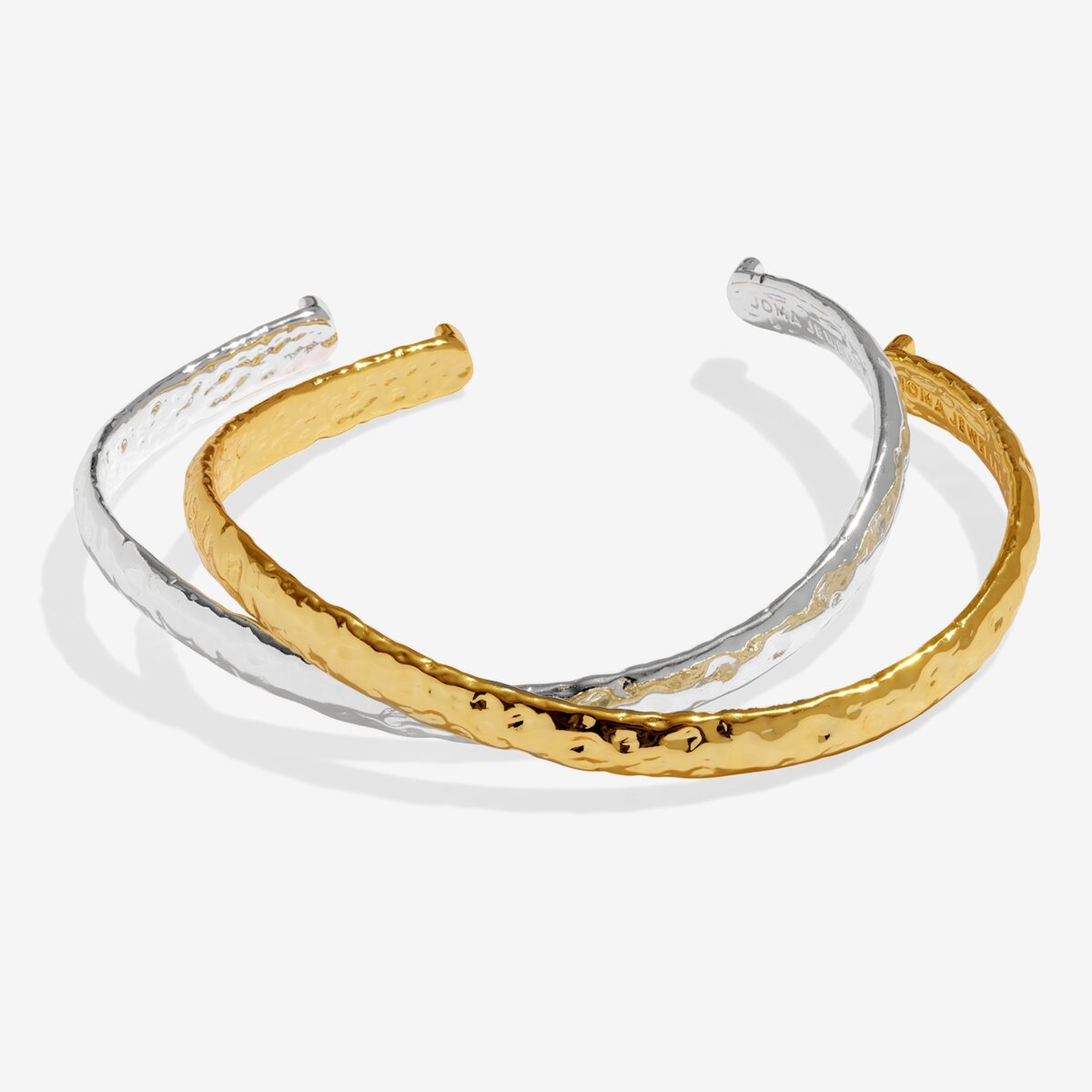 Bracelet Bar Hammered Bangle Set In Silver And Gold Plating - RUTHERFORD & Co