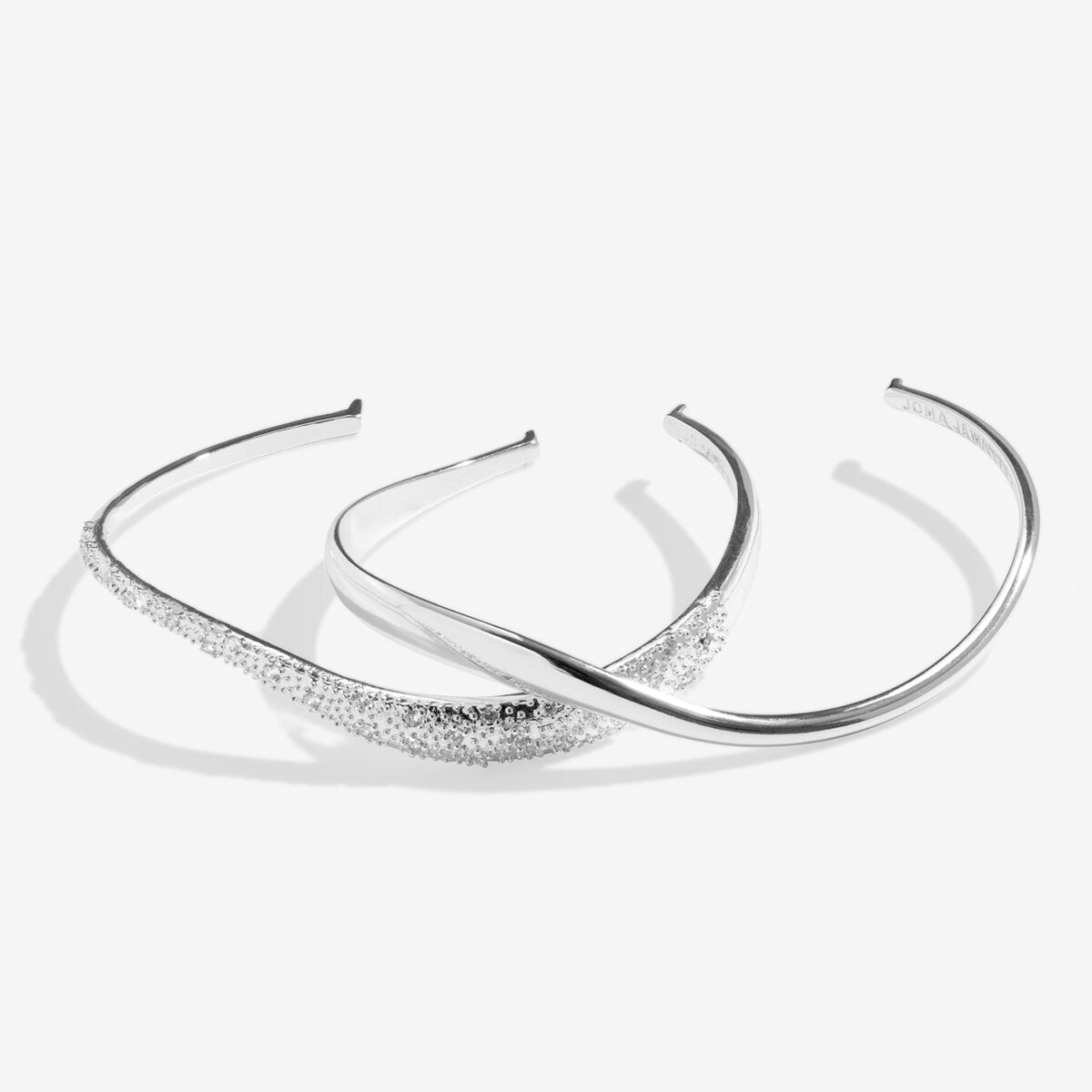 Bracelet Bar Plain And Pavé Bangle Set In Silver Plating - RUTHERFORD & Co