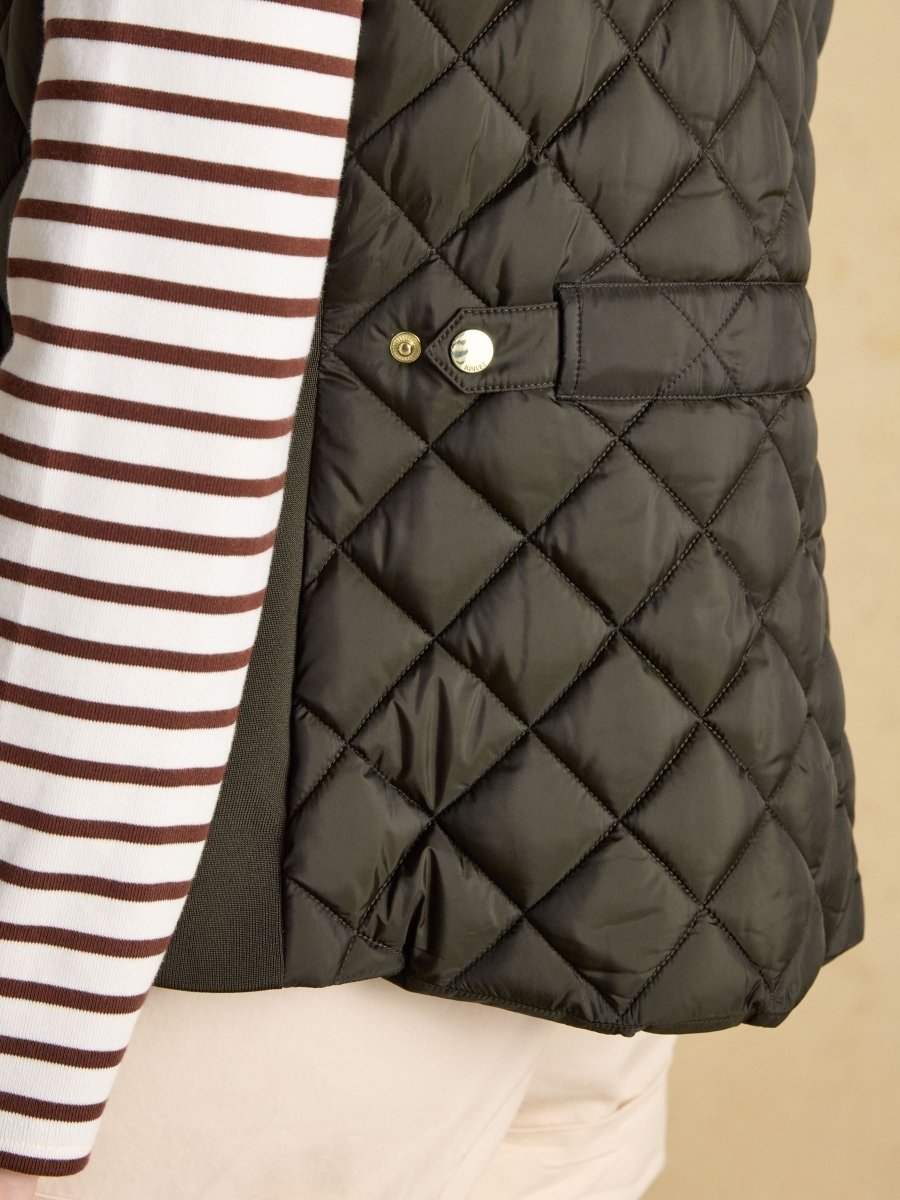 Braemar Luxe Khaki Green Showerproof Diamond Quilted Gilet - RUTHERFORD & Co