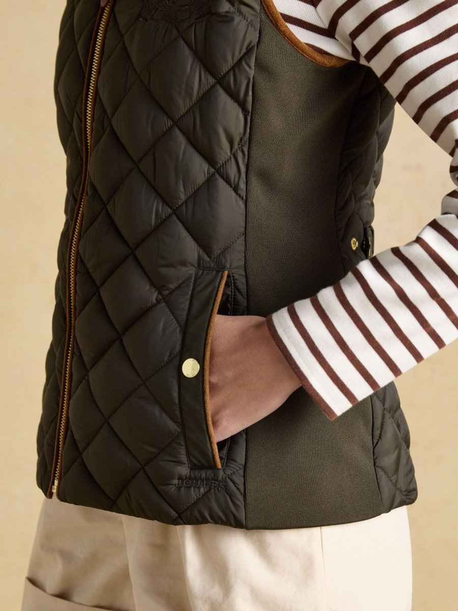 Braemar Luxe Khaki Green Showerproof Diamond Quilted Gilet - RUTHERFORD & Co