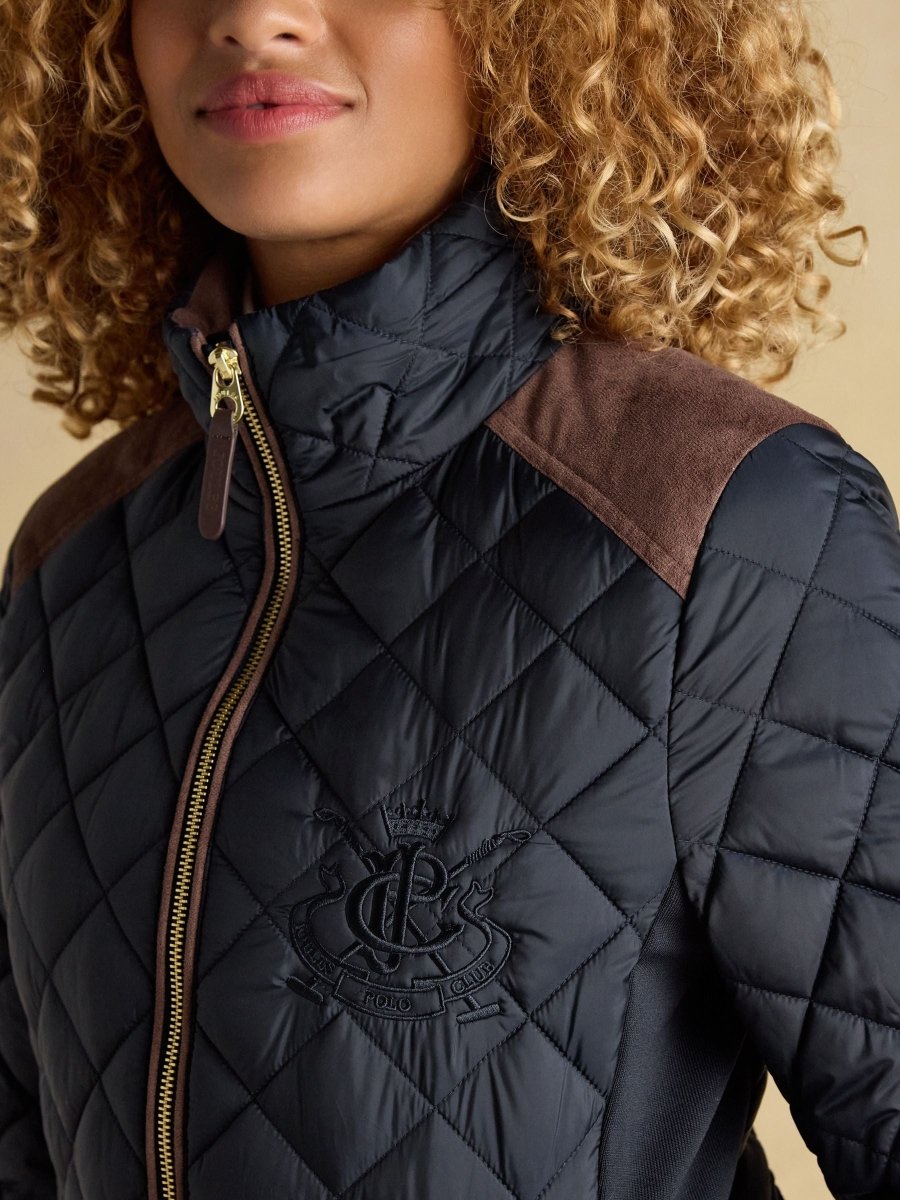 Braemar Luxe Navy Blue Showerproof Diamond Quilted Coat - RUTHERFORD & Co