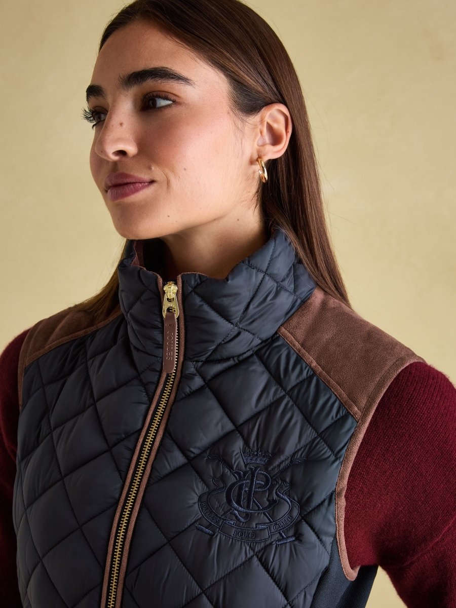 Braemar Luxe Navy Showerproof Diamond Quilted Gilet - RUTHERFORD & Co