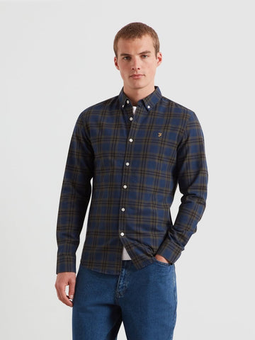 Brewer Check Oxford Shirt In Evergreen - RUTHERFORD & Co