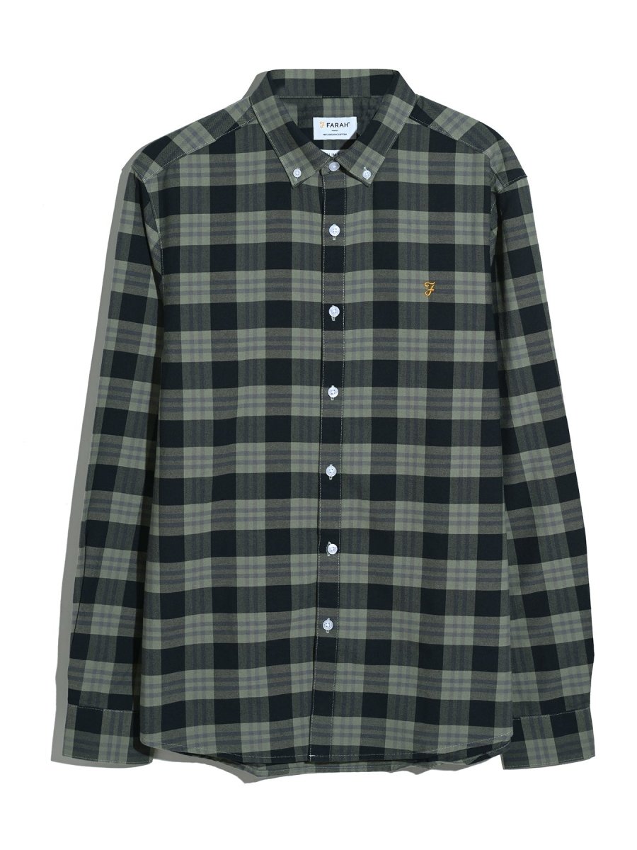 Brewer Check Oxford Shirt In Tarragon Green - RUTHERFORD & Co