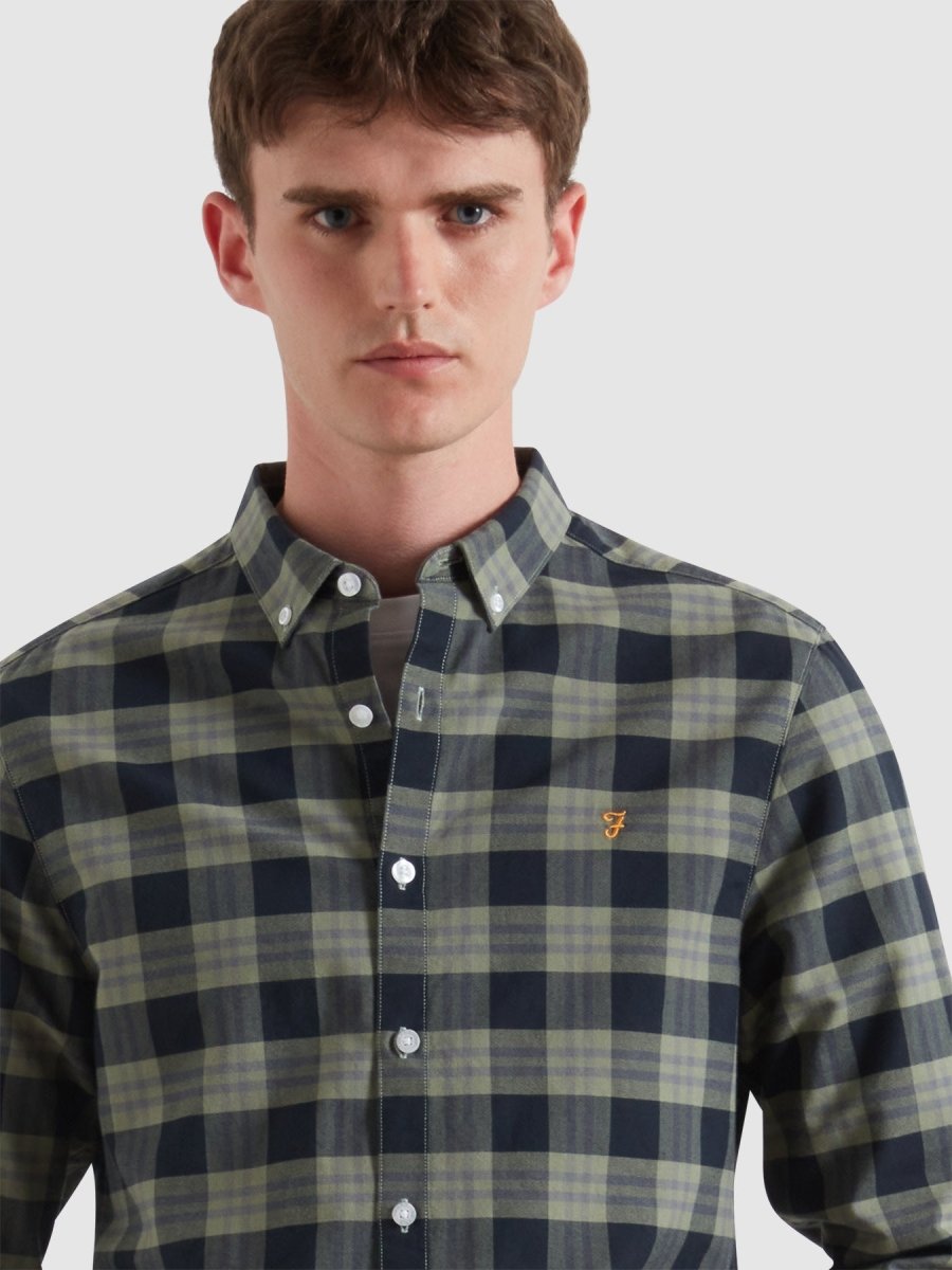 Brewer Check Oxford Shirt In Tarragon Green - RUTHERFORD & Co