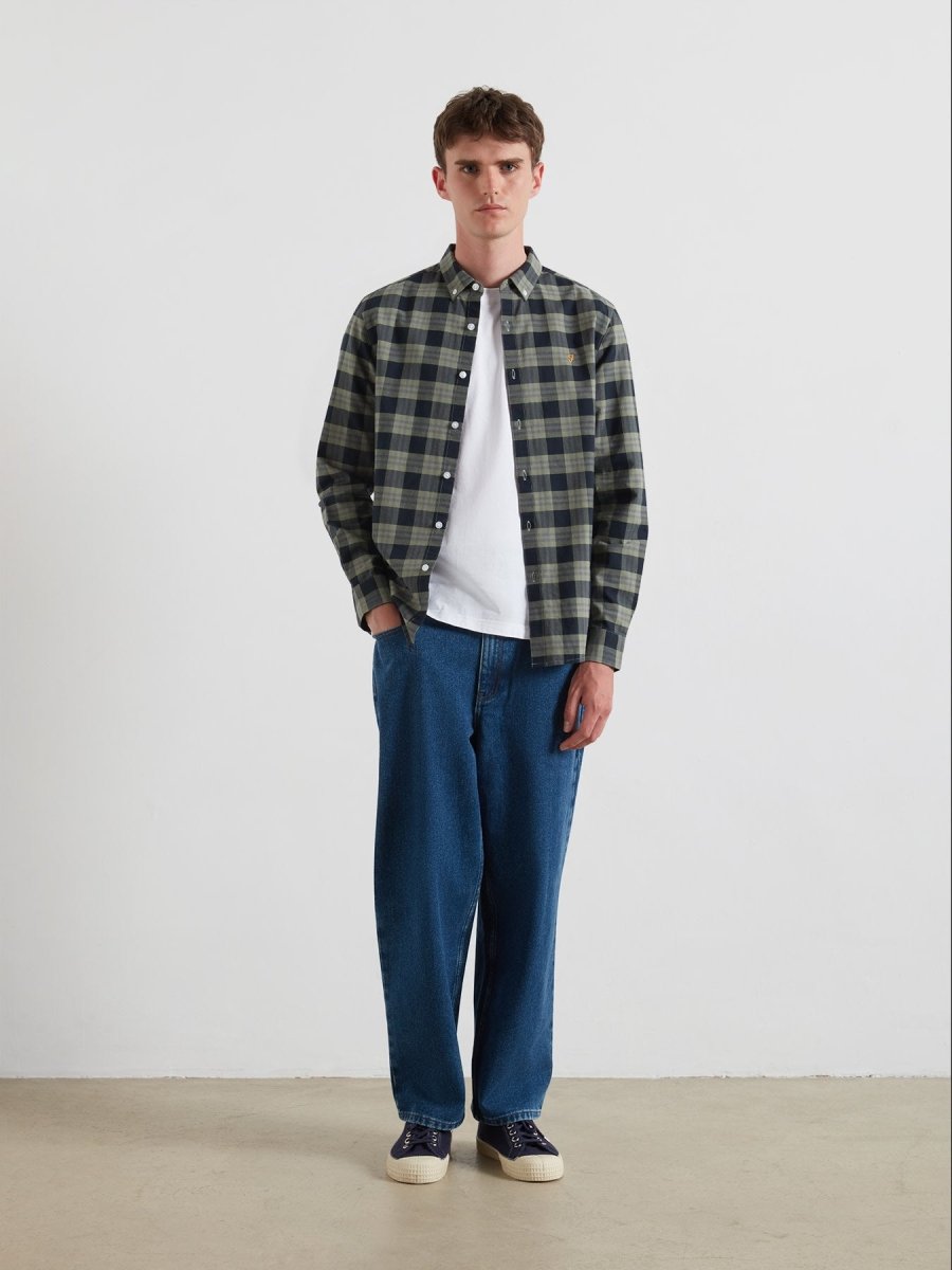 Brewer Check Oxford Shirt In Tarragon Green - RUTHERFORD & Co