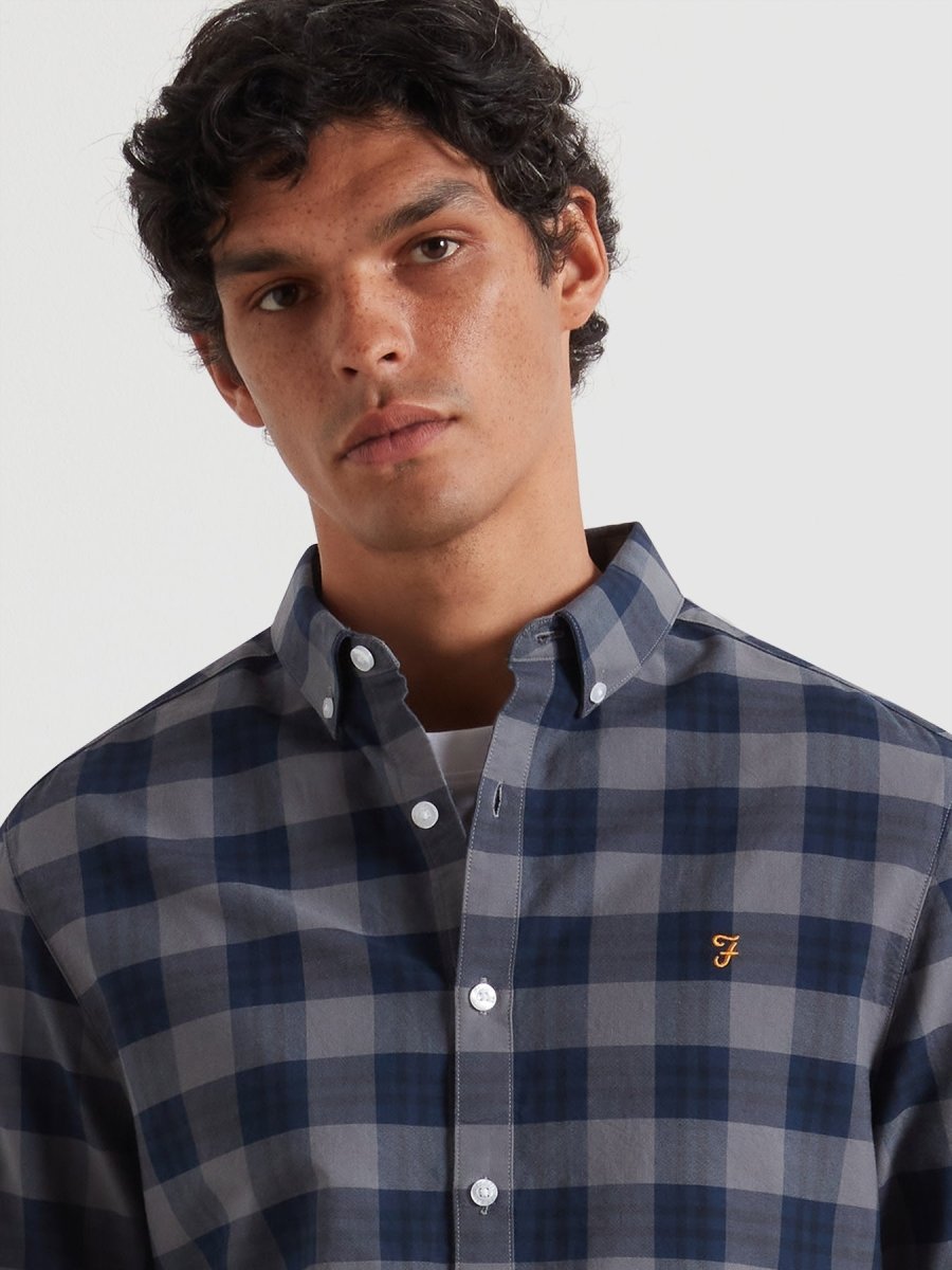 Brewer Check Oxford Shirt In Yale - RUTHERFORD & Co