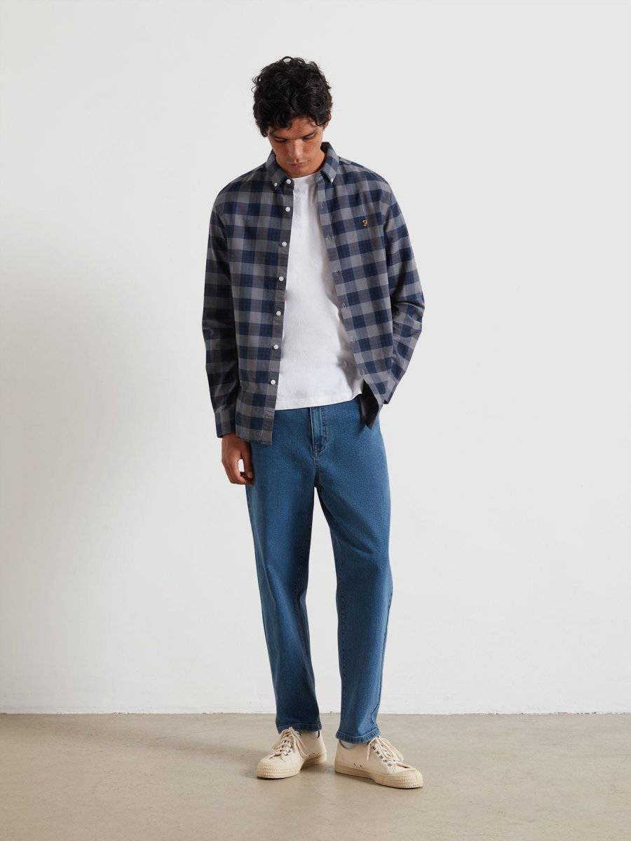 Brewer Check Oxford Shirt In Yale - RUTHERFORD & Co