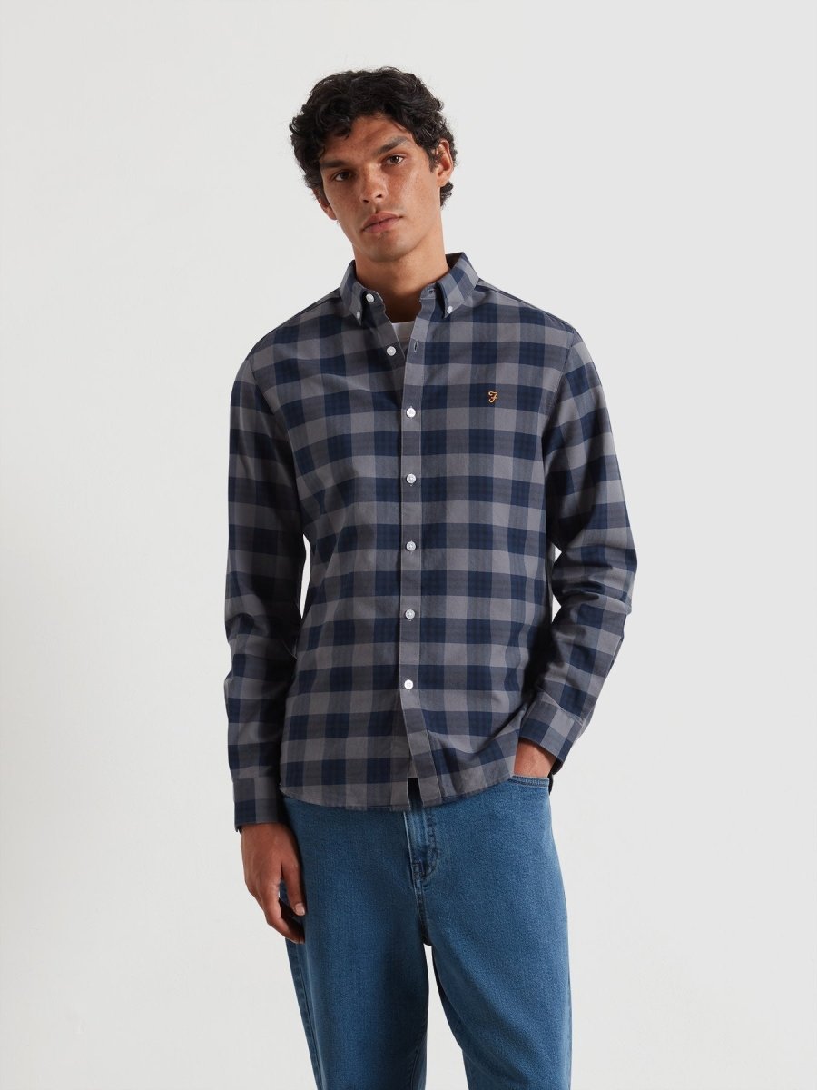 Brewer Check Oxford Shirt In Yale - RUTHERFORD & Co