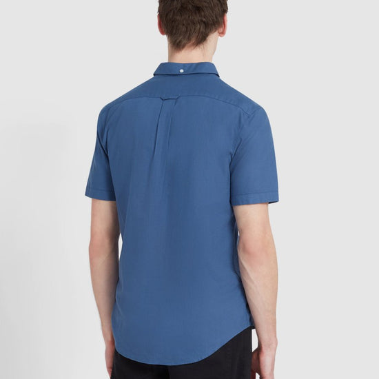 Brewer Short Sleeve Oxford Shirt In Cold Metal - RUTHERFORD & Co