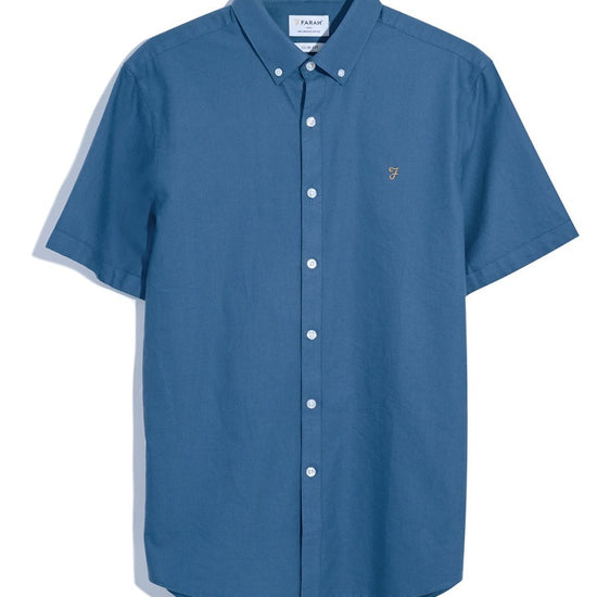 Brewer Short Sleeve Oxford Shirt In Cold Metal - RUTHERFORD & Co