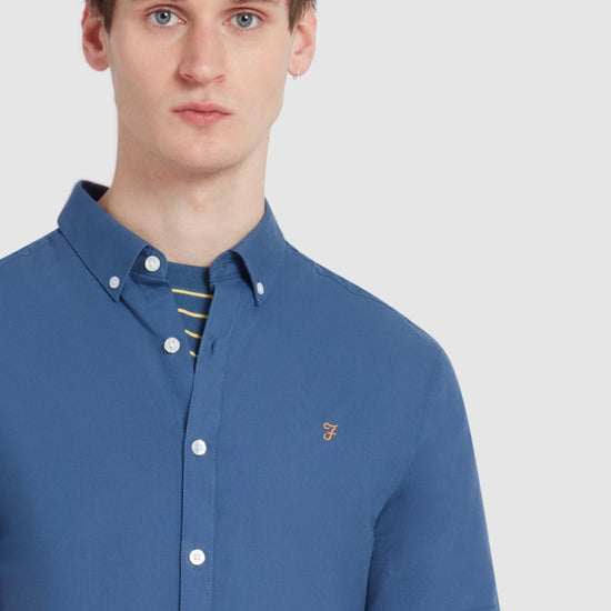 Brewer Short Sleeve Oxford Shirt In Cold Metal - RUTHERFORD & Co