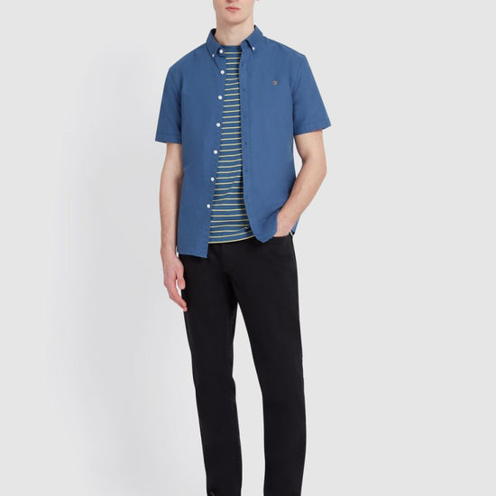 Brewer Short Sleeve Oxford Shirt In Cold Metal - RUTHERFORD & Co
