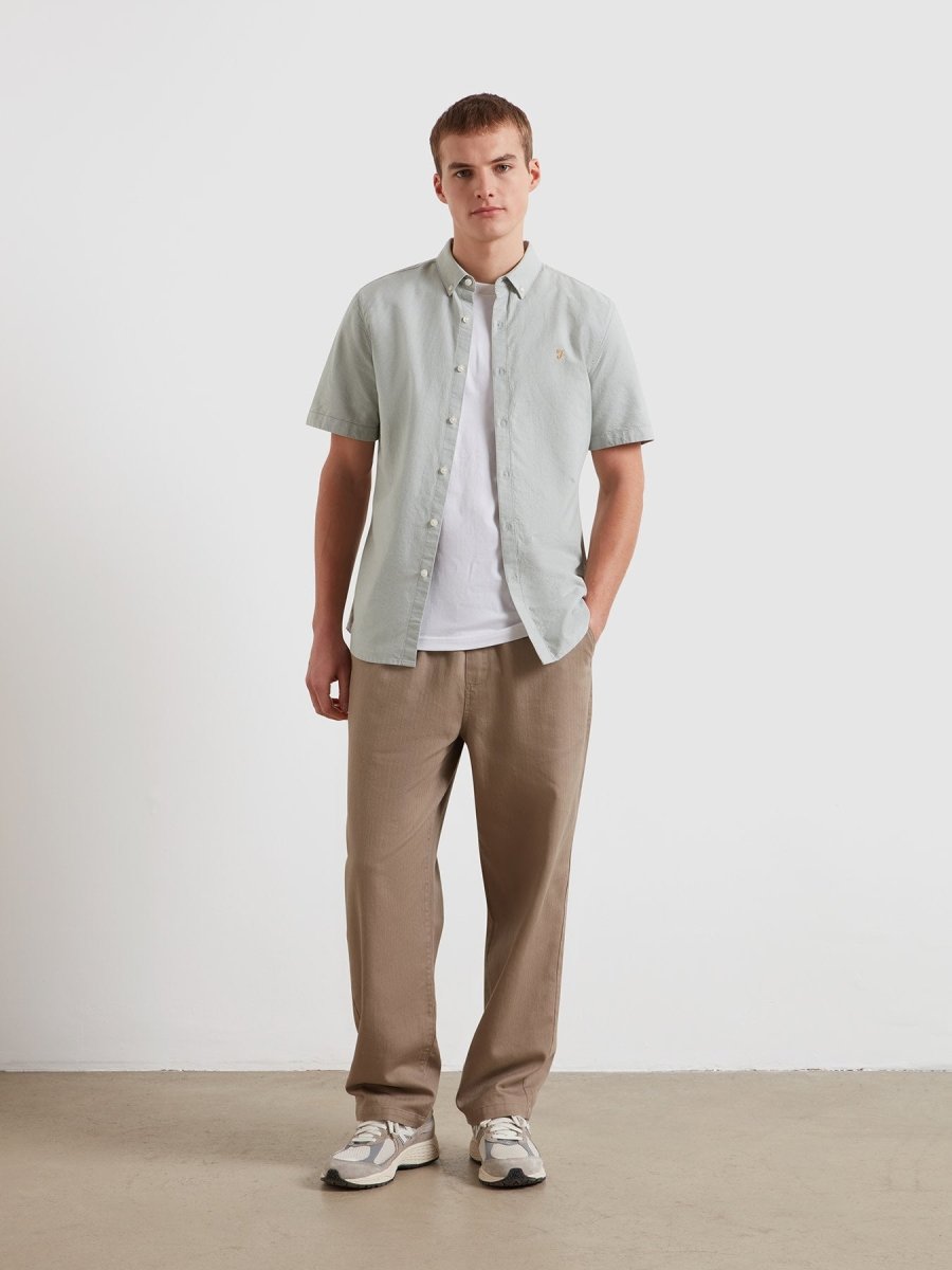 Brewer Short Sleeve Oxford Shirt In Farah Jade - RUTHERFORD & Co