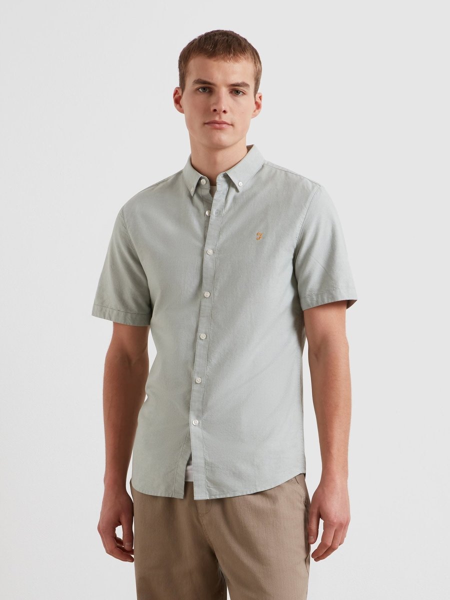Brewer Short Sleeve Oxford Shirt In Farah Jade - RUTHERFORD & Co