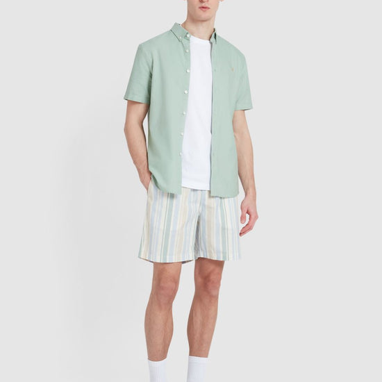 Brewer Short Sleeve Oxford Shirt In Grove Green - RUTHERFORD & Co