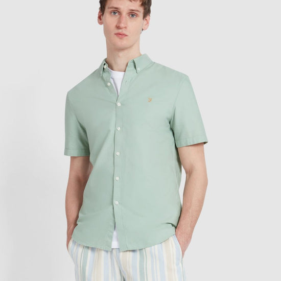 Brewer Short Sleeve Oxford Shirt In Grove Green - RUTHERFORD & Co