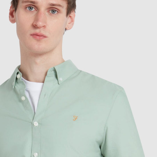 Brewer Short Sleeve Oxford Shirt In Grove Green - RUTHERFORD & Co
