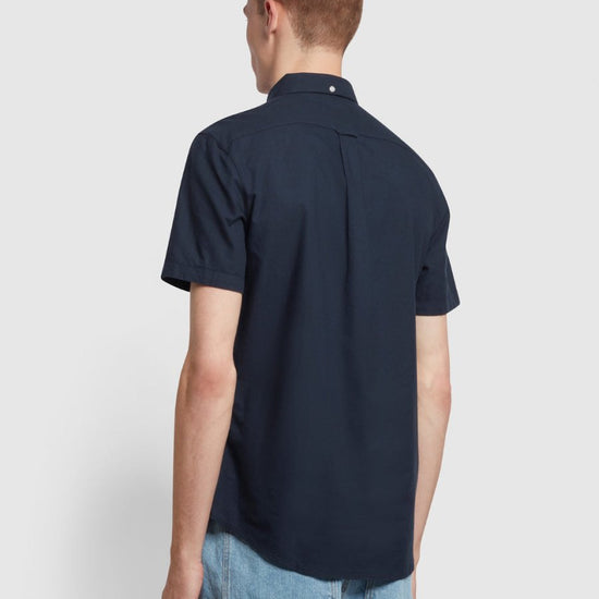 Brewer Short Sleeve Oxford Shirt In Navy - RUTHERFORD & Co