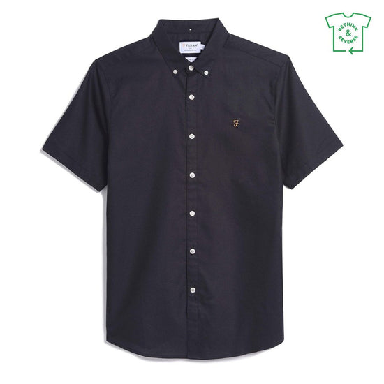 Brewer Short Sleeve Oxford Shirt In Navy - RUTHERFORD & Co