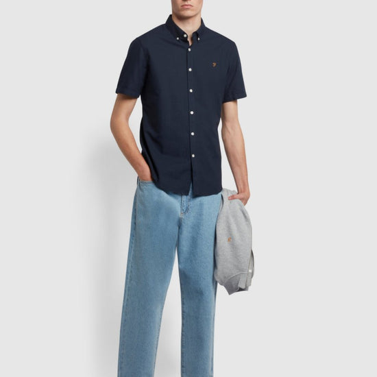 Brewer Short Sleeve Oxford Shirt In Navy - RUTHERFORD & Co