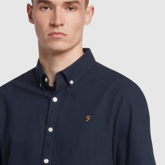 Brewer Short Sleeve Oxford Shirt In Navy - RUTHERFORD & Co