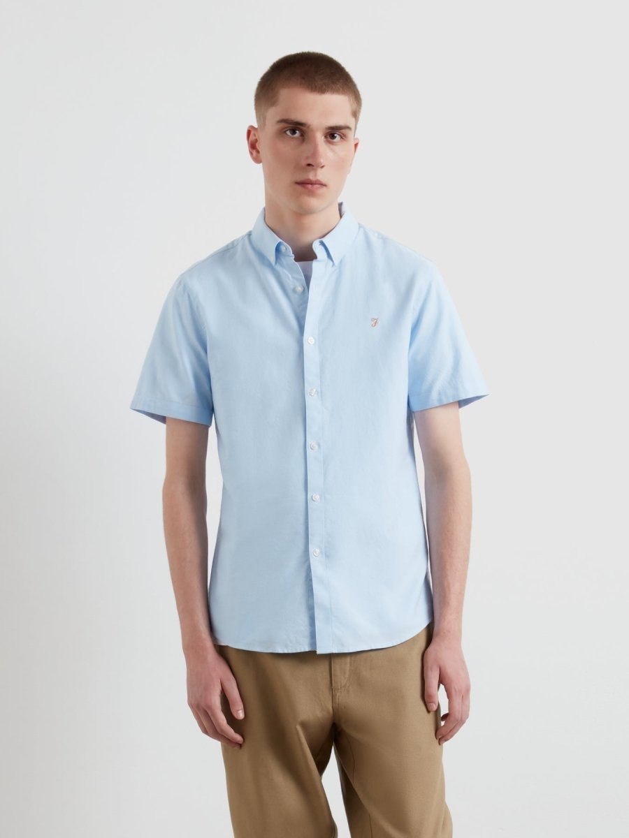 Brewer Short Sleeve Oxford Shirt In Sky Blue - RUTHERFORD & Co
