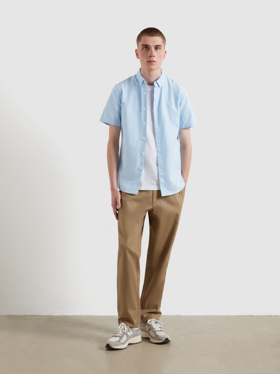 Brewer Short Sleeve Oxford Shirt In Sky Blue - RUTHERFORD & Co