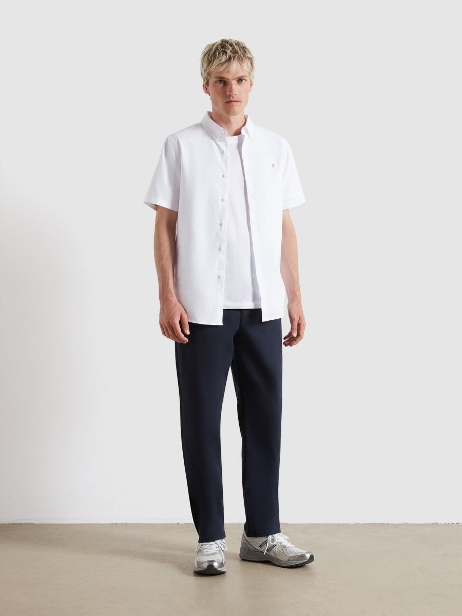 Brewer Short Sleeve Oxford Shirt In White - RUTHERFORD & Co