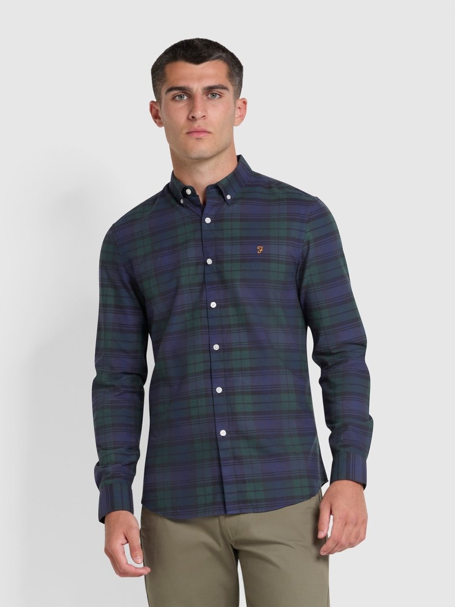 Brewer Slim Fit Check Organic Cotton Oxford Shirt - RUTHERFORD & Co