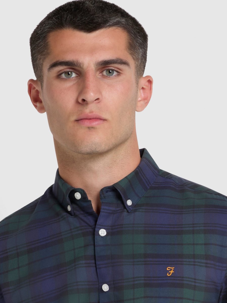 Brewer Slim Fit Check Organic Cotton Oxford Shirt - RUTHERFORD & Co