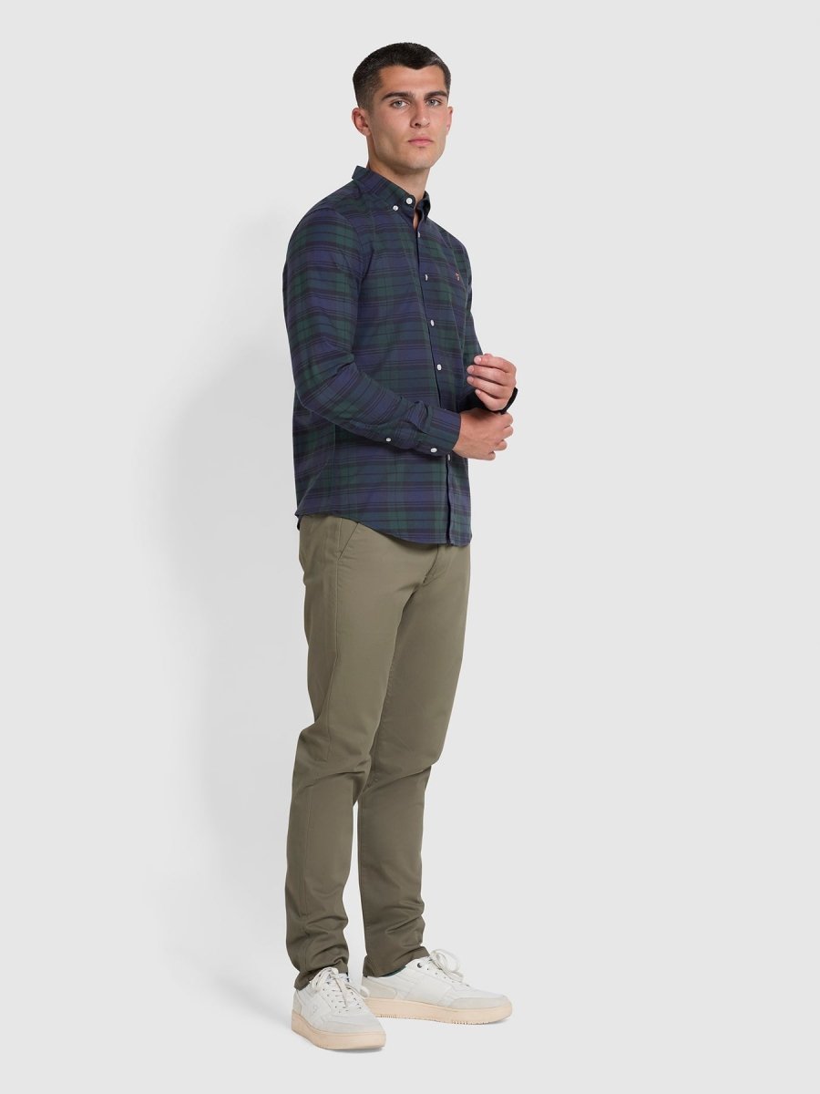 Brewer Slim Fit Check Organic Cotton Oxford Shirt - RUTHERFORD & Co