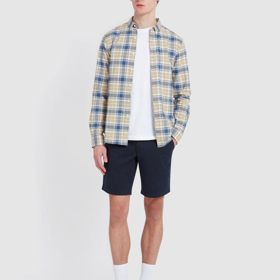 Brewer Slim Fit Check Organic Cotton Oxford Shirt In Hazelnut - RUTHERFORD & Co