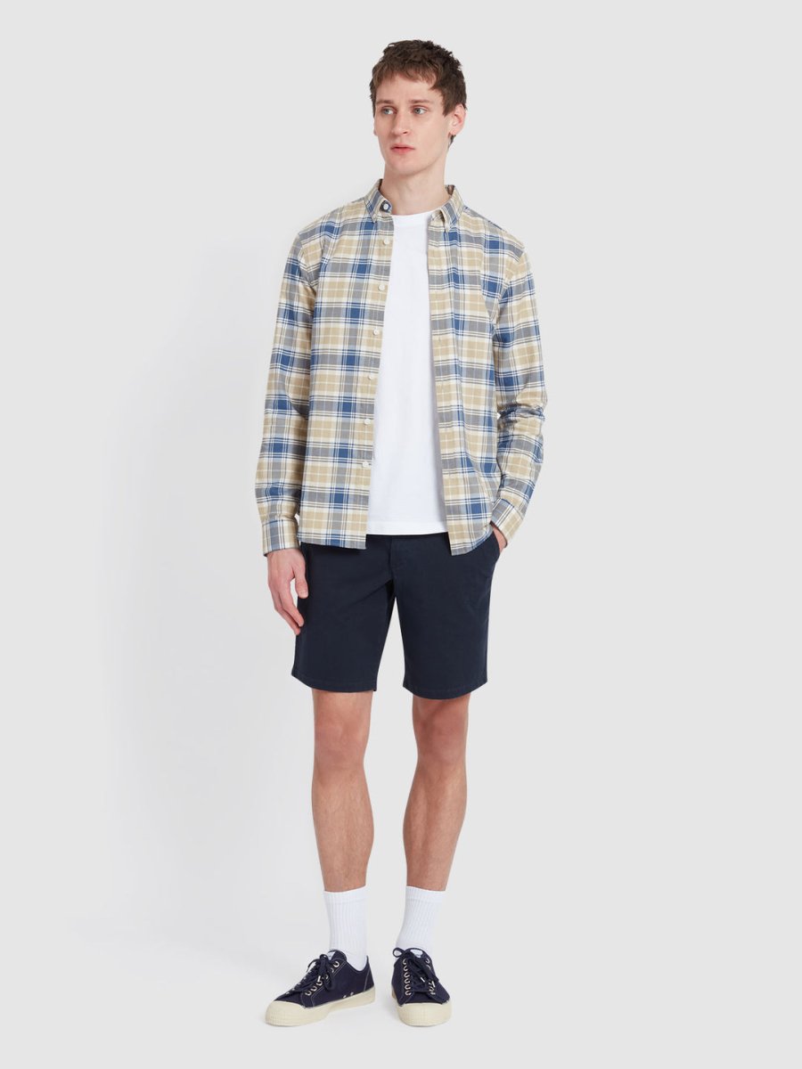 Brewer Slim Fit Check Organic Cotton Oxford Shirt In Hazelnut - RUTHERFORD & Co