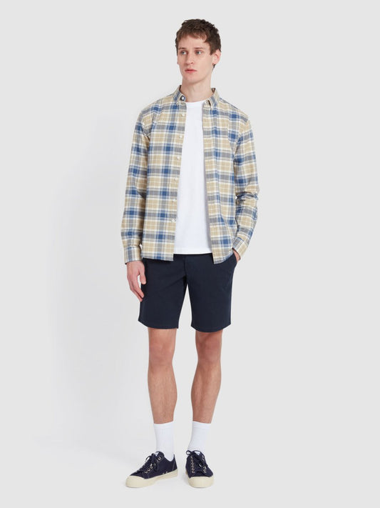 Brewer Slim Fit Check Organic Cotton Oxford Shirt In Hazelnut - RUTHERFORD & Co